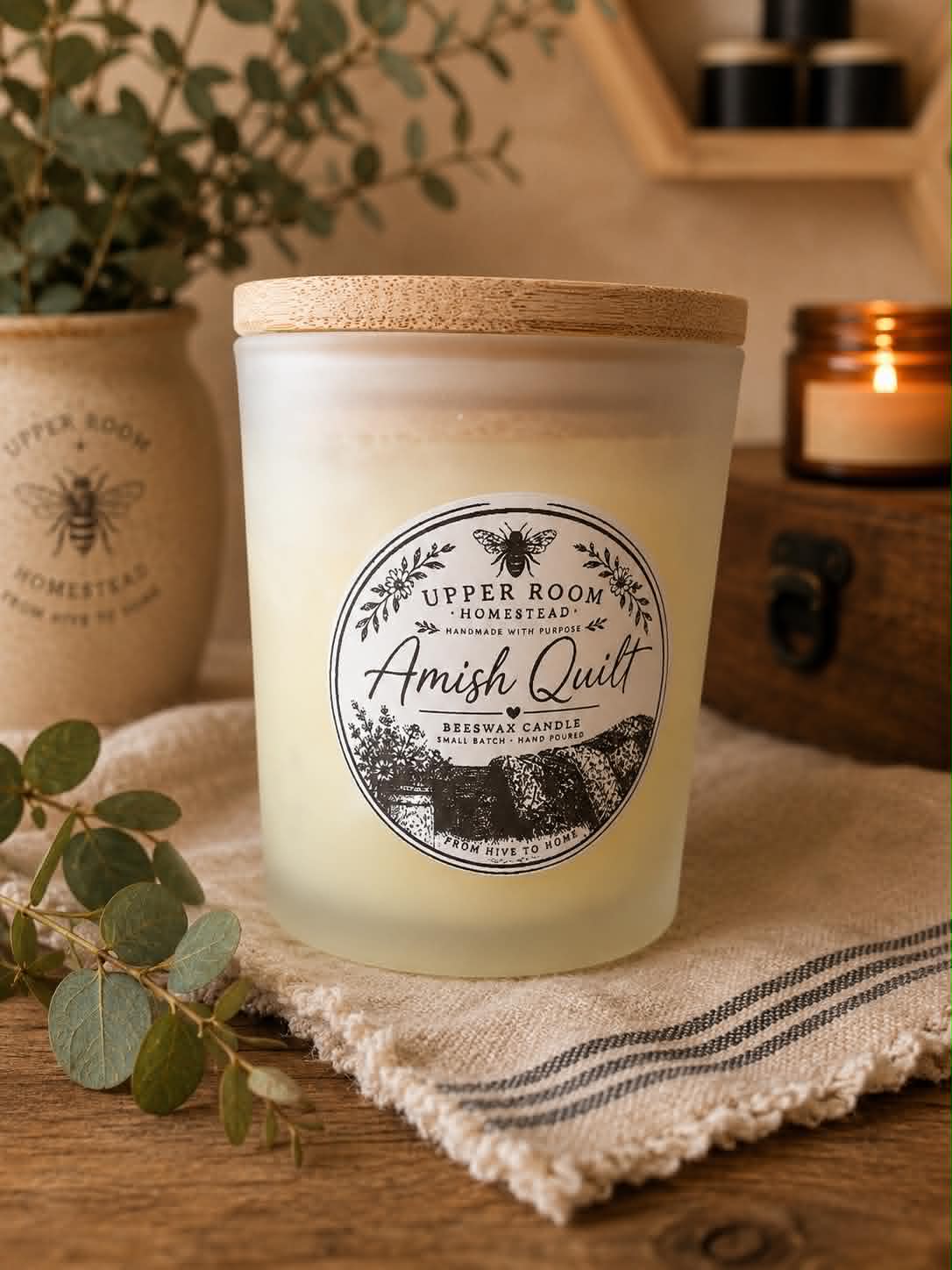 Amish Quilt Beeswax Candle