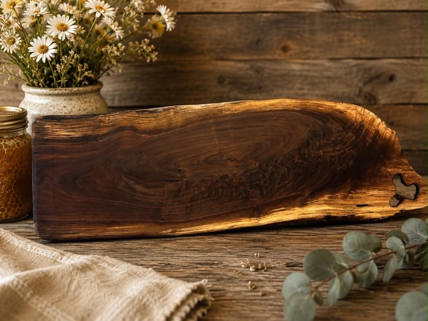 Handcrafted Notched Handle Walnut Charcuterie Board